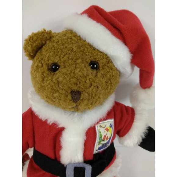 Santa Bear 10.5" Plushie w/ USA 2005 Christmas Postal Stamp & Wood Nutcracker - Picture 7 of 7